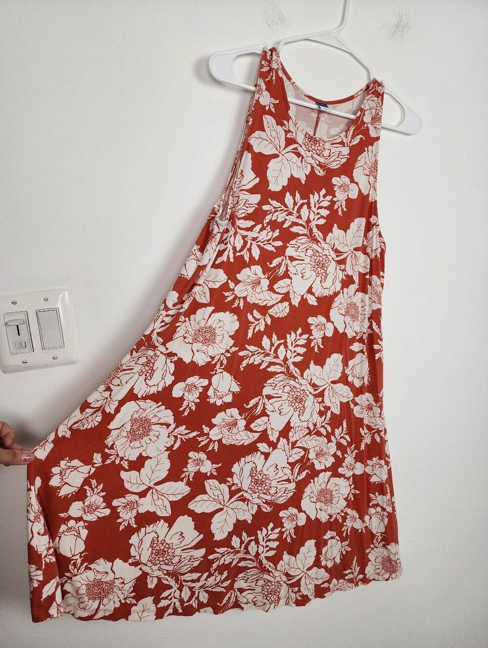 Old Navy Floral Rust-Orange Sleeveless Swing Dress M - Picture 7 of 10